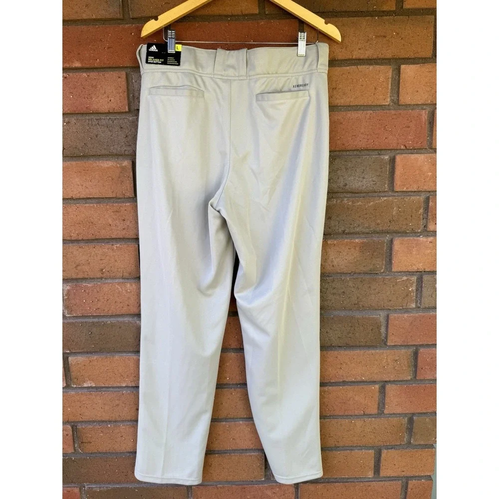 NEW Adidas Baseball Pants Aeroready Relaxed Fit Open Bottom |‎ Grey | Size Large